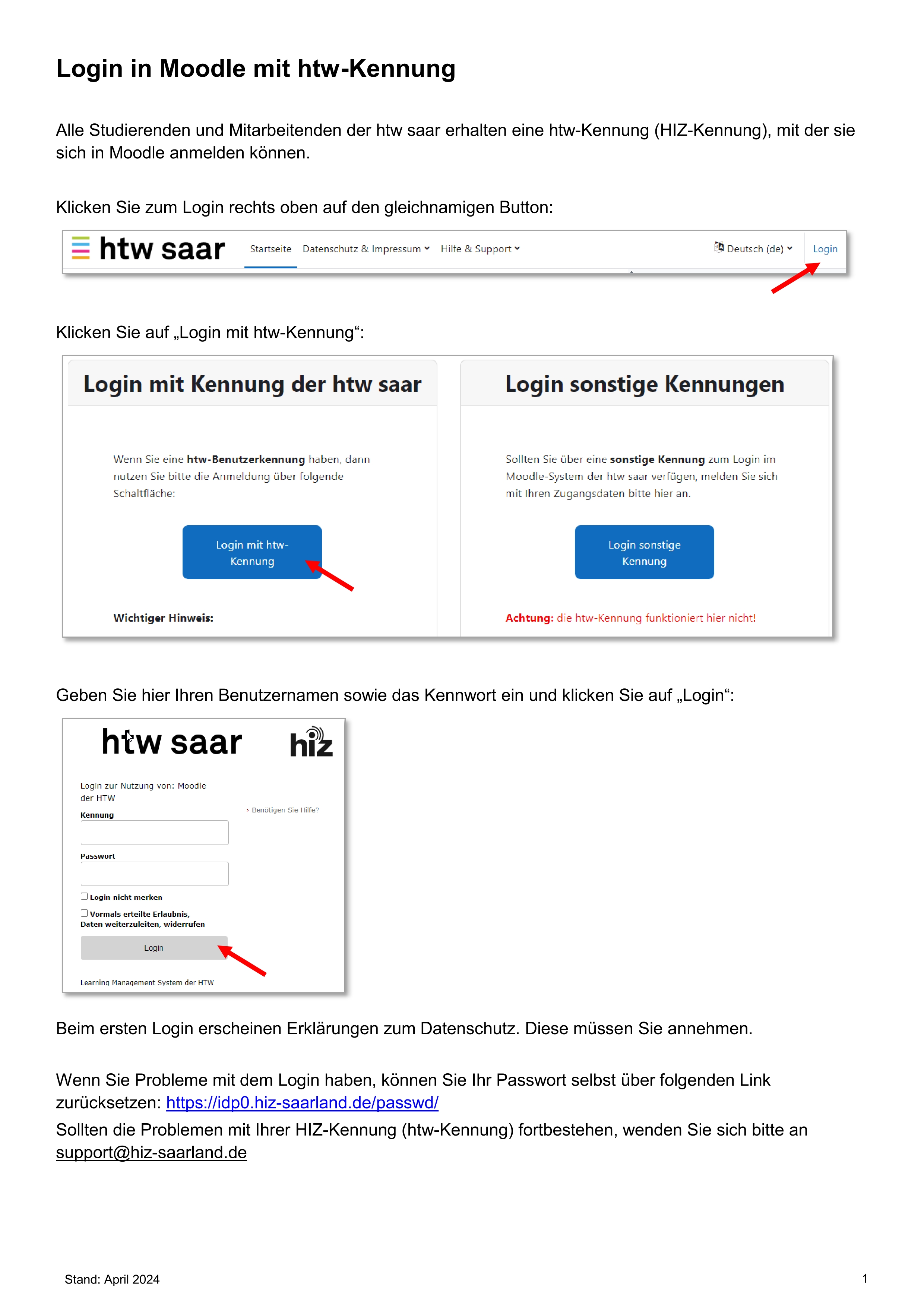 moodle Login Info