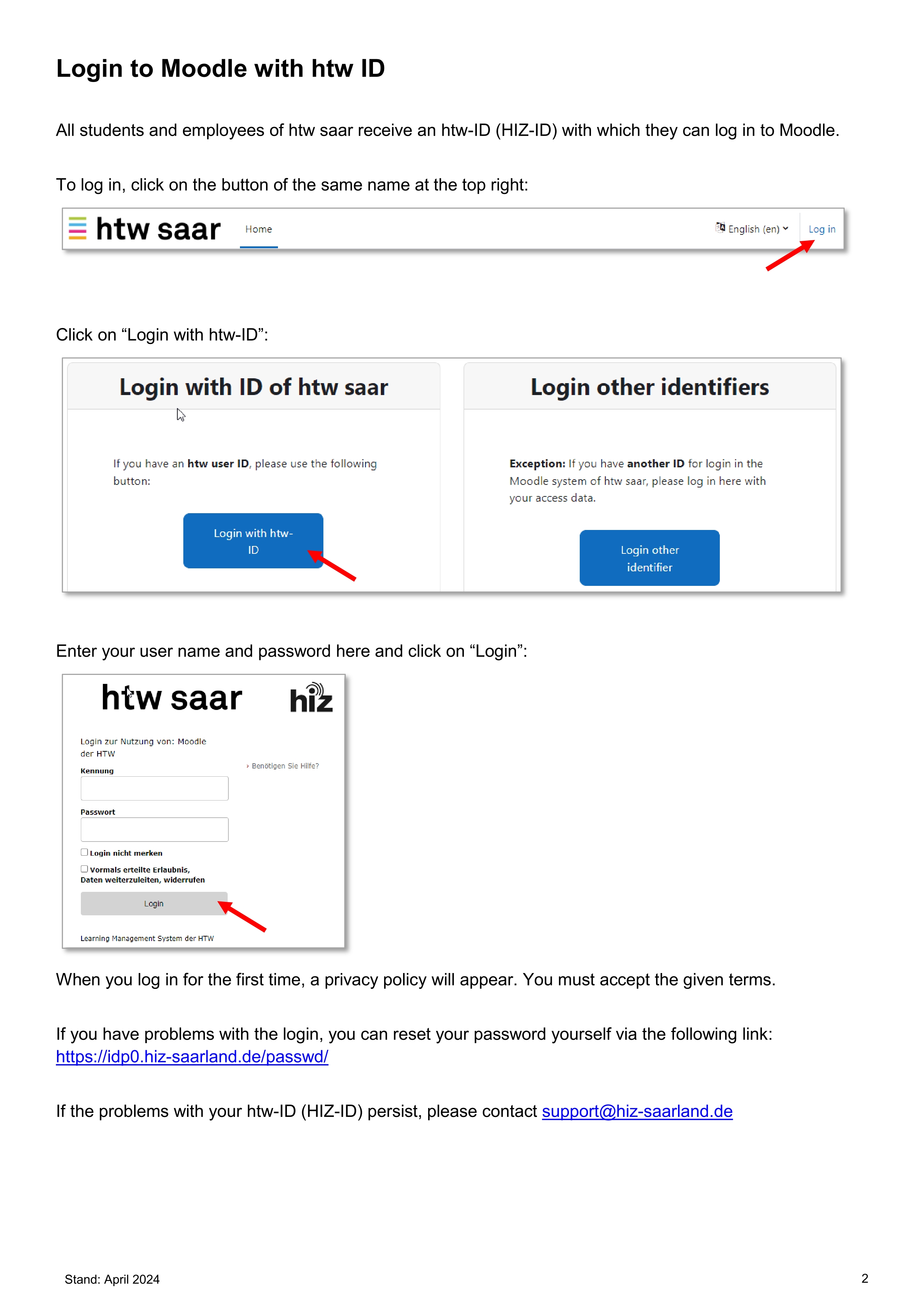 moodle Login Info